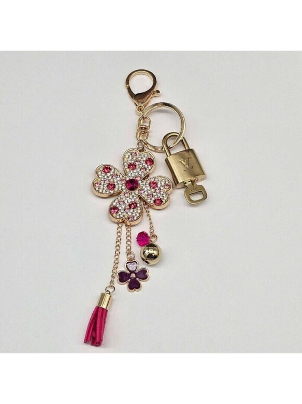 LV Gold Padlock & Key 🔒 Authentic Louis Vuitton Bag Unbranded Flower Charm